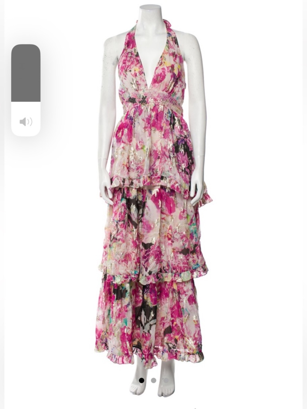 Rococo Sand x REVOLVE Pink & Black Floral Tiered Halter Maxi Dress NWT - Picture 6 of 11